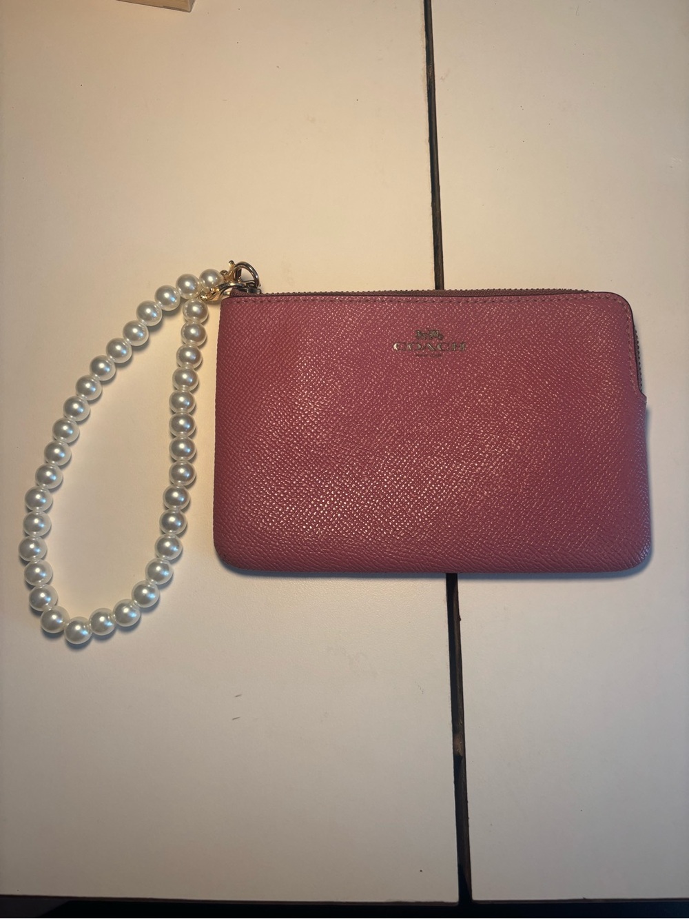 Coach Pink Pearl-Handle Zip Wristlet